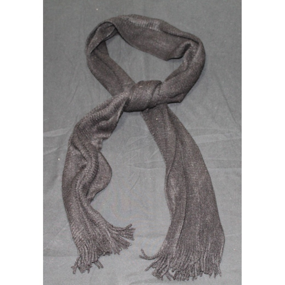Calvin Klein Scarf Women OS Black Excellent Knit Fringe Logo Winter Wrap